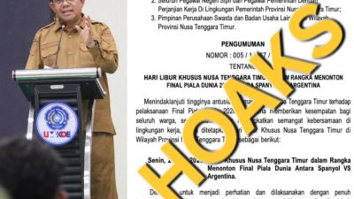 Hoaks: Surat Edaran Gubernur NTT Libur Nonton Final Piala Dunia